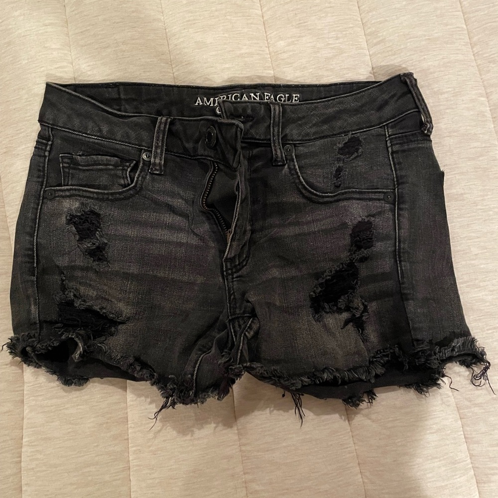 black jean shorts
